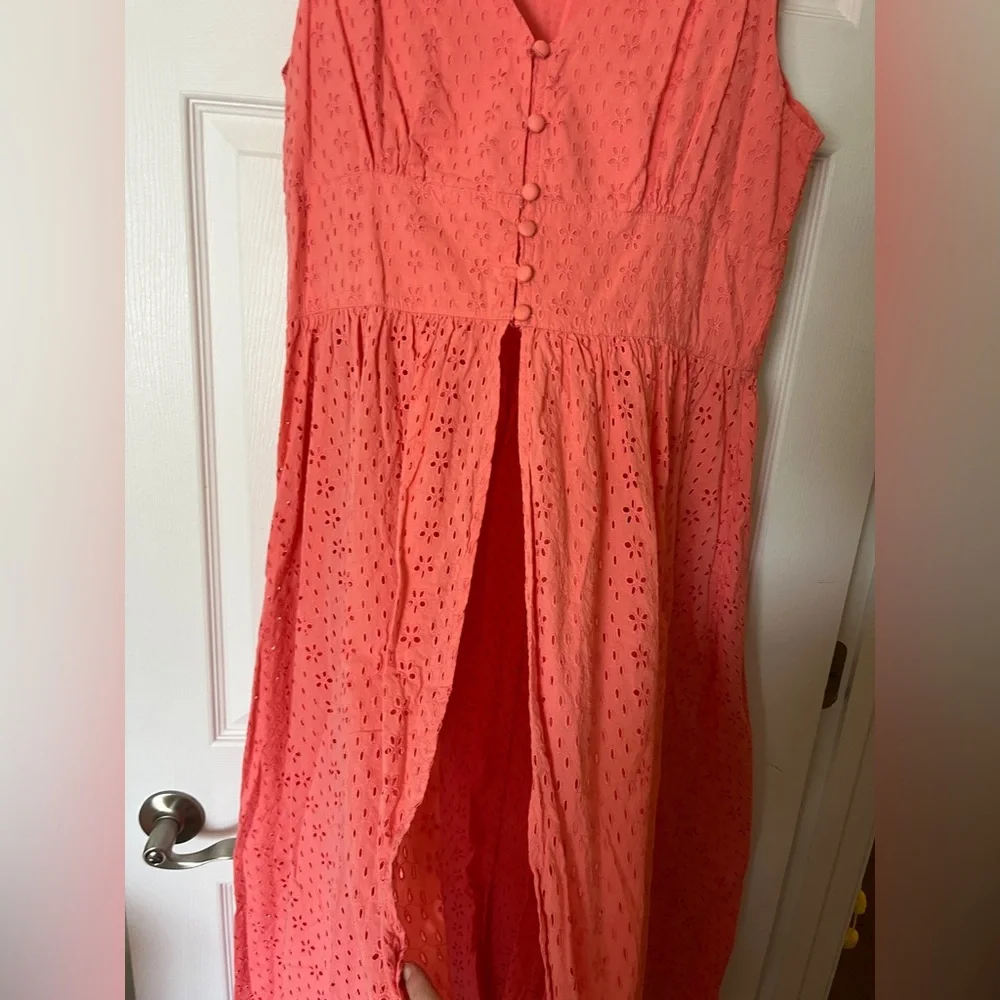 Venus 2 Piece Set Pink Salmon Eyelet Maxi Top (sz 16) & Matching bottoms (sz 14)